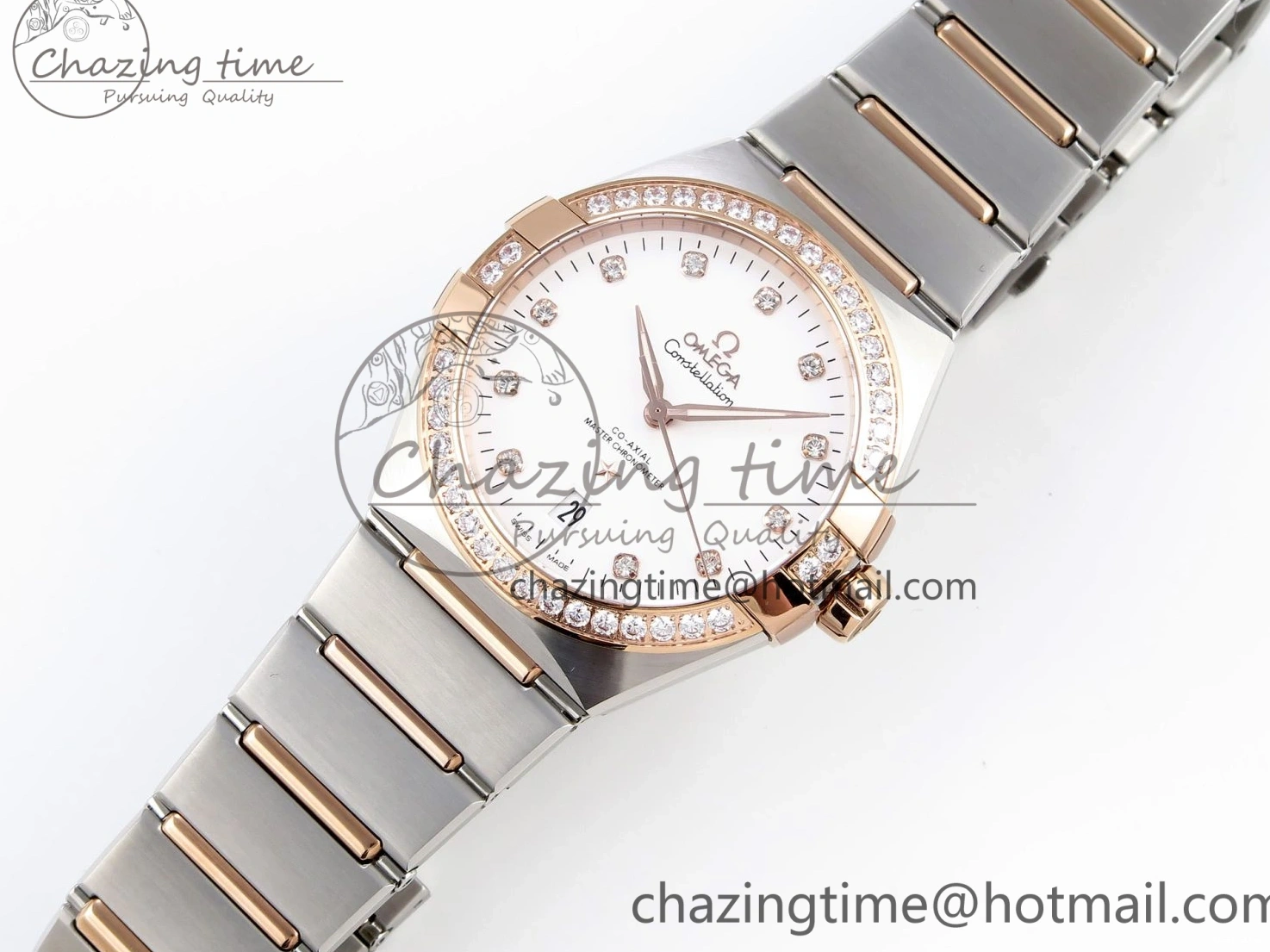 1231 Lightweight Constellation 39mm SS RG Diamonds Bezel ASWF 1:1 Best Edition White Diamonds Dial on SS RG Bracelet A 7774